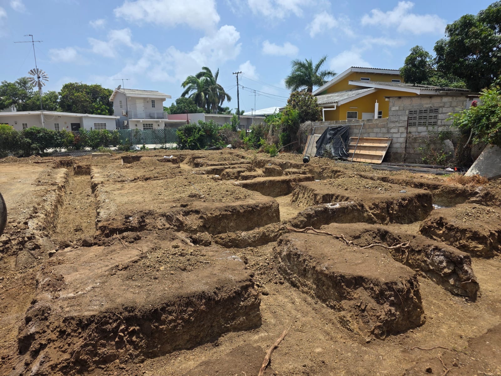 Completed foundation trenches at a Curaçao building site